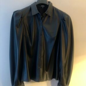 Express Black Faux Leather Shirt